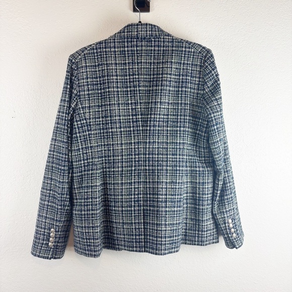 Veronica Beard Ada Cutaway Dickey Blazer Tweed Jacket in Navy Blue Multi Size 12 - Picture 3 of 6